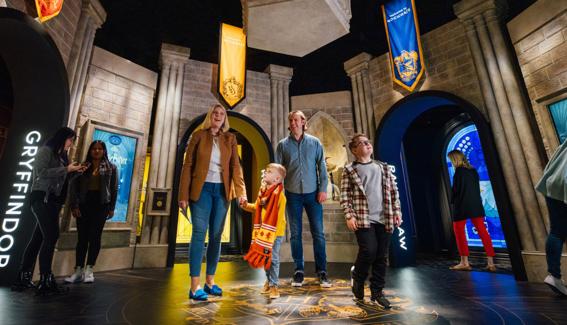 family having fun in the exhibit